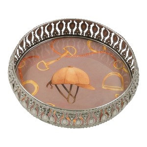 Bandeja Redonda Decorativa, Accesorios para Regalo, Bandejas de Plata Alemana con Base, Bandeja para Servir Alimentos, Bocadillos y Galletas, Estilo Ecuestre - Product Image 4