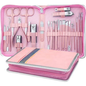 Luxurious Stainless Steel Manicure & Pedicure <b>Kit</b> with <b>Nail</b> Scissors Clipper Care Tools-Portable Travel Case Two Color - Product Image 5