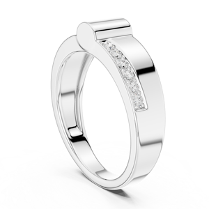 Bague de luxe en or blanc 10K avec diamant de laboratoire taille ronde, moins d'un carat, plaqué rhodium, pour femme - Product Image 4
