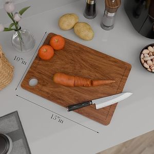 Planche à découper rectangulaire en bois d'acacia avec rainure pour les jus, planche de cuisine, planche de boucher, planche de service - Product Image 4