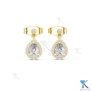 Lab Grown <b>Diamond</b> Brilliant Cut Halo Drop <b>Earrings</b> 18K Solid Gold Luxury Teardrop <b>Dangle</b> IGI Certified Women Jewelry Bridal - Product Image 4