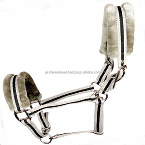 Lightweight Customized Poly Propylene Nylon Horse <b>Halter</b> with Iron Fitting Mink Fleece Padded Top Selling Horse Racing <b>Halter</b> - Product Image 3