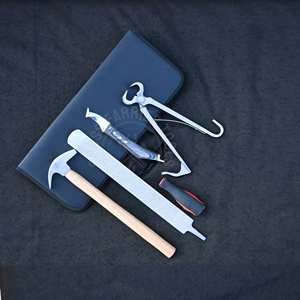 Kit d'outils de fermeur pour chevaux en gros, pour l'entretien des sabots, avec râpe de finition de sabot, couteau à sabot à extrémité en laiton, cisaille à sabots pour poulains et marteau à clous - Product Image 1
