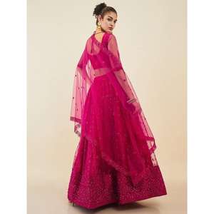 Exquisite Pink Sequins Net Sangeet Wear Lehenga Choli with Dupatta <b>Indian</b> & <b>Pakistani</b> <b>Clothing</b> - Product Image 5