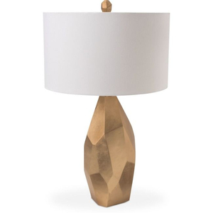 Geometric Gold Metal Table Lamp with White Drum <b>Shade</b> For Home Bedroom Lighting Decor Handmade Table Lamps On Sale - Product Image 1