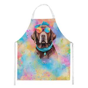 Grand tablier Hippie Dawg multicolore pour adultes Serveur de cuisine unisexe pour la cuisine avec Labrador en chocolat pour femmes hommes - Product Image 1