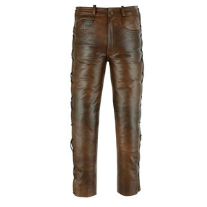 Pantalones de Cuero para Hombre, Corte Clásico, Duraderos, Cómodos, Suaves, de Cuero Genuino, con un Look Elegante para Uso en Exteriores - Product Image 1