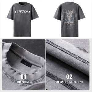 Wholesale Men's <b>Blank</b> Heavyweight T-shirts Pour Hommes Black Heavy <b>Weight</b> High Quality Oversized Tshirt Custom t Shirts for Men - Product Image 4