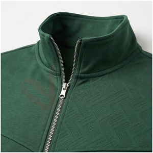 Ensemble de survêtement vert pour homme, manches longues, col montant, fermeture éclair sur le devant, couleur unie, respirant, coupe décontractée, vêtements d'automne - Product Image 4