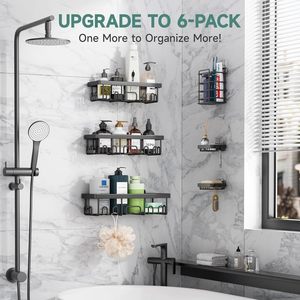 Lot de 6 étagères adhésives murales en acier inoxydable pour douche, grande capacité, sans perçage, pour cuisine et décoration intérieure - Product Image 6