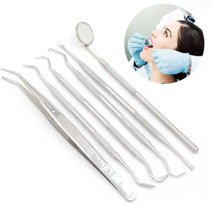 Kit d'examen dentaire professionnel 6 pièces en acier inoxydable certifié CE A+ pour le nettoyage des dents, le remplissage et la construction de bridges osseux - Product Image 4