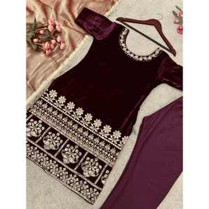 ชุดเสื้อและล่างสำหรับงานปักพร้อม dupatta สีน้ำตาลแนวแฟชั่น - Product Image 5