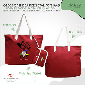 Bolsa de Mano Impermeable Color Granate con Cierre de Cremallera, Estilo OES, Eastern Star, Si-star, Sassy & Classy, Orden del Estrella del Este - Product Image 2