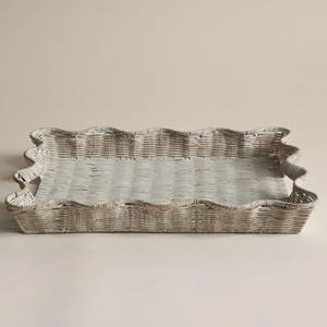 Bandeja de ratán hecha a mano en Vietnam, color blanquecino, bandeja rústica de mimbre para decoración de mesa y organización de almacenamiento - Product Image 1