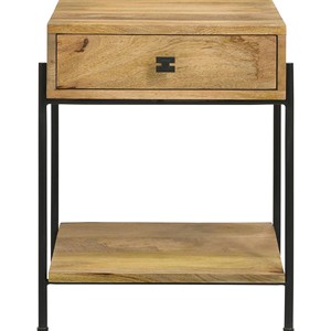 Mango Wood Accent Table with <b>Drawer</b> | Industrial Metal Frame | Wholesale - Product Image 3