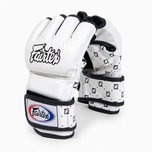 ถุงมือฝึกซ้อมมวย MMA ซานด้า Fairtex สีขาว ครึ่งนิ้ว หนังแท้ ปิดด้วยแถบตีนตุ๊กแก สำหรับศิลปะการต่อสู้ - Product Image 4