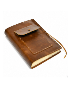 Cuaderno de Cuero Hecho a Mano Estilo Vintage con Bolsillo |   Diario de Viaje Personalizado, Cuaderno de Cuero PU con Bolsillo Frontal - Product Image 1