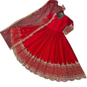 Salwar Kameez pakistanais et indien, tenue de soirée Bollywood, style Sharara, pour l'hiver et l'été, avec broderies lourdes, en Faux Georgette Anthra - Product Image 1