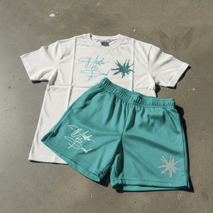 New Design Washed <b>T</b>-shirt Set Men's Sportswear Two-piece Tshirt Short Distressed Edges Men's Custom Shorts Set - Product Image 5
