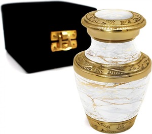 <b>White</b> Cremation Urns Set of 4 Adult Memorial Ash Containers with <b>Silver</b> Lids in Black Box Packaging Keepsake Urn With Free <b>Bag</b> - Product Image 5