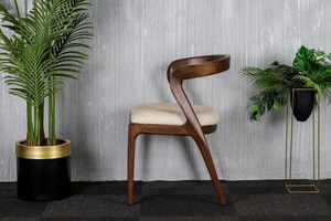 Chaise de salle à manger moderne en bois de hêtre massif, durable, avec dossier incurvé et rembourrage, design minimaliste, mobilier pour la maison - Product Image 5