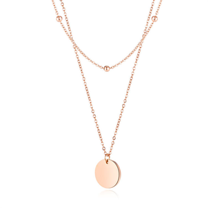 จี้ห้อยคอสแตนเลสสตีลชุบทอง 18K แบบมินิมอล ปรับแต่งลวดลายได้ พร้อมจี้ทรงกลมและสร้อยลูกปัด - Product Image 3