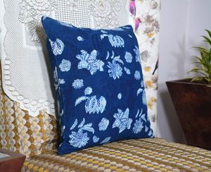 Housse de coussin en coton 100 % indigo, imprimée à la main, style bohème, décorative - Product Image 3