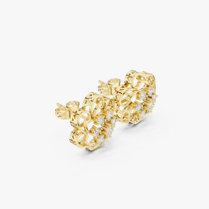 Pendientes de Flor con Diamantes Cultivados en Laboratorio de 0.49CT en Oro Amarillo de 9K, Corte Redondo, Diseño Floral, Joyería Fina Personalizada OEM, Venta al Por Mayor - Product Image 4