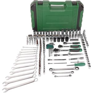 151 pezzo presa per unità metrica 1/2 Kit di strumenti meccanici \ "1/4 \" 3/8 \ "con cassetta degli attrezzi in plastica per la riparazione di auto per la casa - Product Image 1