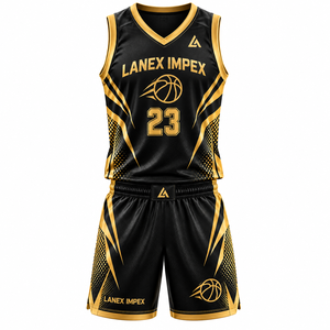 Conjunto de Uniforme de Baloncesto Dorado Premium, Jersey y Pantalones Cortos Personalizados para Equipo, Tela Transpirable de Alto Rendimiento, Ropa Deportiva Profesional para Hombre - Product Image 1