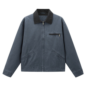 Custom Manufacturer <b>Men's</b> Vintage Winter Canvas Denim <b>Jackets</b> High Quality Oversized Zipper Stand Collar Front Thick OEM Service - Product Image 6