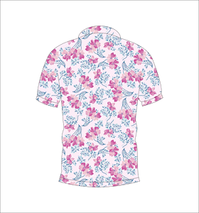 Mens White Pink Blue Floral Print Polo Shirt Custom Sublimation Short Sleeve Summer Casual Breathable Lightweight Golf Shirt - Product Image 5