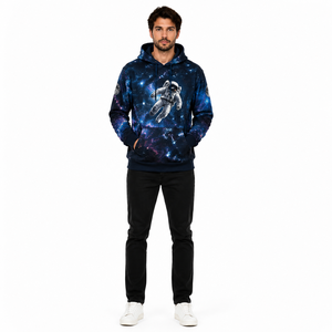 Sudadera con capucha de poliéster sublimado con estampado de astronauta de la galaxia, estrellas que brillan en la oscuridad, ropa urbana para hombre, OEM, fábrica personalizada - Product Image 1