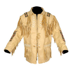 Chaqueta Unisex de Cuero de Gamuza con Flecos, Estilo Vaquero Occidental, Suave, Premium, Fabricante OEM - Product Image 1