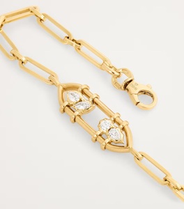 Yellow Gold Diamond Posey <b>Bracelet</b>, Floating Diamond Station <b>Bracelet</b>, Floral Diamond Chain <b>Bracelet</b>, Luxury Fine Jewelry Gift - Product Image 4
