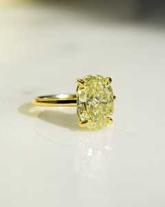 Anillo Solitario de Diamante Ovalado de Color Amarillo Intenso, Certificado IGI, Cultivado en Laboratorio, 3.01CT, con Oro Sólido de 14K, Joyería Única para Regalo de Fiesta - Product Image 4