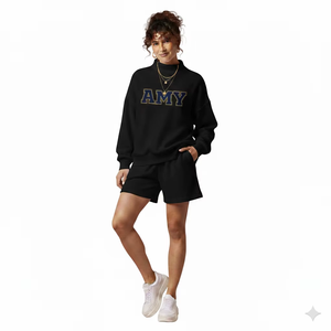 Soft Women's <b>Turtleneck</b> <b>Sweater</b> for 2 Piece Shorts Set Breathable Eco-Friendly Fleece Solid Summer Comfort Outfit - Product Image 6