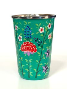 Verre décoratif en acier inoxydable imprimé floral (Glass-Floral-Print-1) - Product Image 1