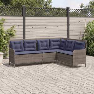 Sofá de Patio en Forma de L de 5 Plazas en Poliratán Gris con Acero con Recubrimiento en Polvo, Muebles de Exterior Duraderos y Elegantes - Product Image 3