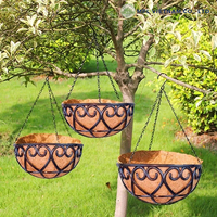 MPLVN CTSDN Panier suspendu en acier avec doublure en fibre de coco, écologique, durable, capacité de 20 kg pour la décoration de jardin, balcon extérieur