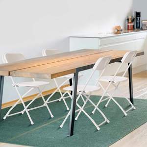 Chaise pliante moderne en acier inoxydable blanc, légère et empilable, pour le camping, le jardin, les pique-niques et les événements - Product Image 4