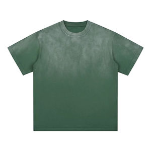 T-shirt en coton délavé pour homme, coupe oversize, col rond, style streetwear décontracté, tendance du marché américain - Product Image 3