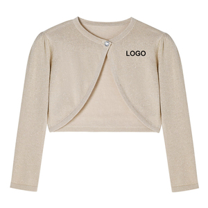 Cardigan en tricot pour filles, uniforme scolaire, 100% coton, veste courte à manches longues pour tout-petits et enfants, fermeture à boutons, pull en tricot - Product Image 1