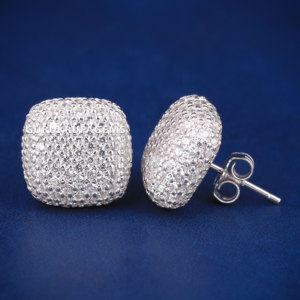 A unique earrings for men and women everyday wear premium look 925 <b>sterling</b> <b>silver</b> D VVS moissanite diamonds cushion shape <b>studs</b> - Product Image 2