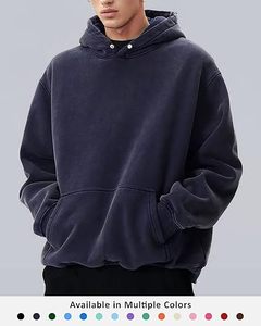 Sweat-shirts à capuche délavés avec logo personnalisé, vêtements de mode urbaine, sweats à capuche épais en molleton de coton, sweat-shirt délavé teint en pièce - Product Image 1