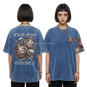 Camiseta para mujer con gráfico de calavera y daga perforada, verde aguamarina, 200GSM, estilo streetwear personalizado, efecto desgastado, proveedor mayorista, venta al por mayor - Product Image 2