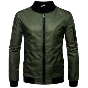 Breathable Eco-Friendly <b>Winter</b> Bomber Jacket Nylon/Polyester Fabric Stand Collar Casual Streetwear Style Men's Waterproof Front - Product Image 1