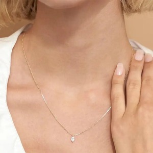 Elegant Design 1ct Marquise Cut Lab Grown Diamond Solitaire <b>Pendant</b> 14K <b>Solid</b> <b>Gold</b> Wedding Anniversary Necklace Prong Setting - Product Image 5