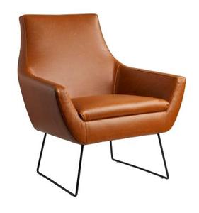 Brown Upholstered Accent Chair Lounge Armchair Metal Legs Modern Living Room <b>Seating</b> - Product Image 1