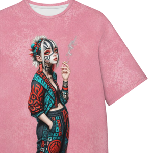 T-shirt graphique oversize délavé pour homme, col rond, manches courtes, imprimé personnage, style vintage streetwear, décontracté, vêtement de mode personnalisé - Product Image 5